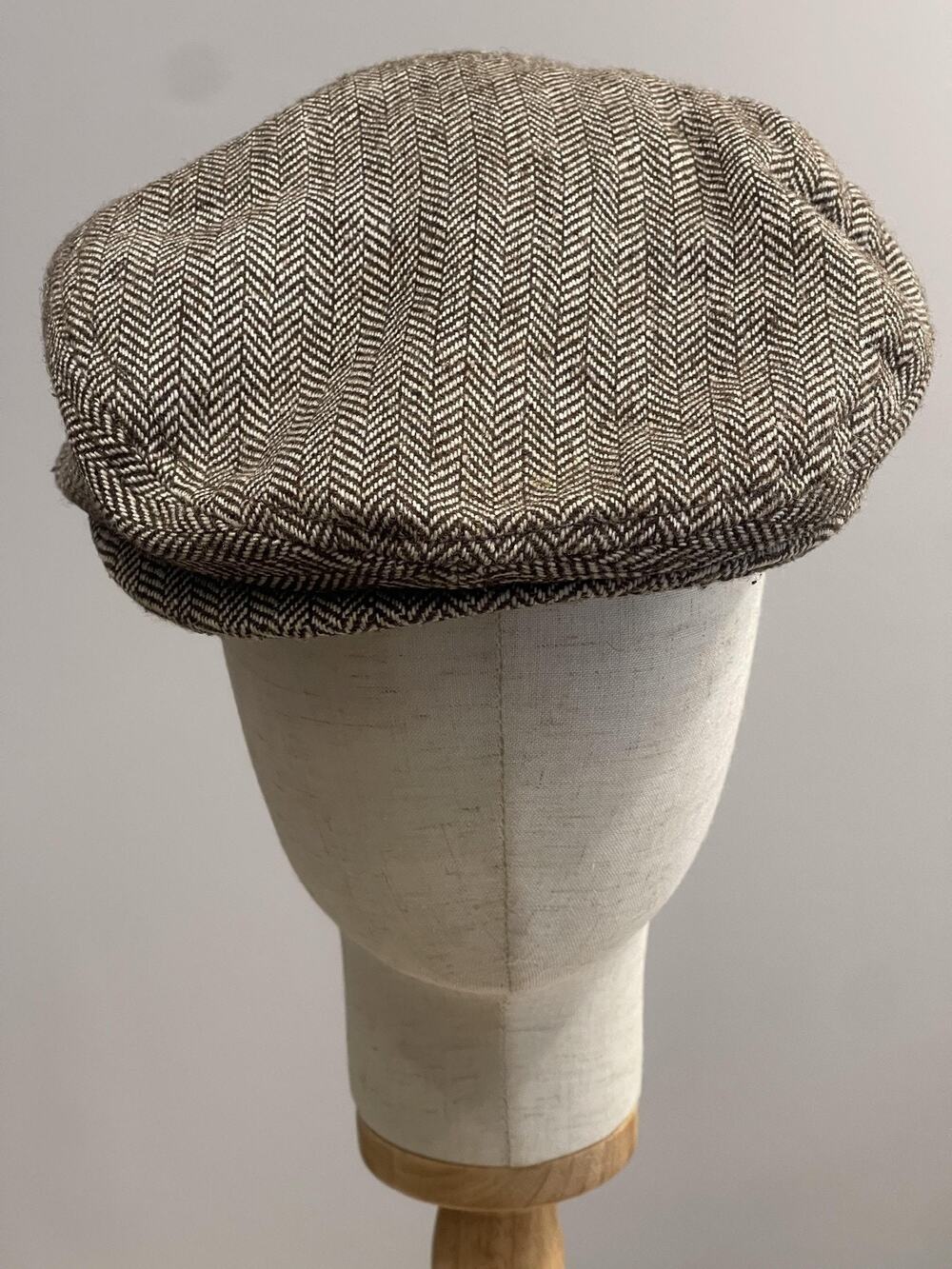 Vintage Rip Curl Hat Cap Flat Men One Size Brown Herringbone Viscose Tweed Lined